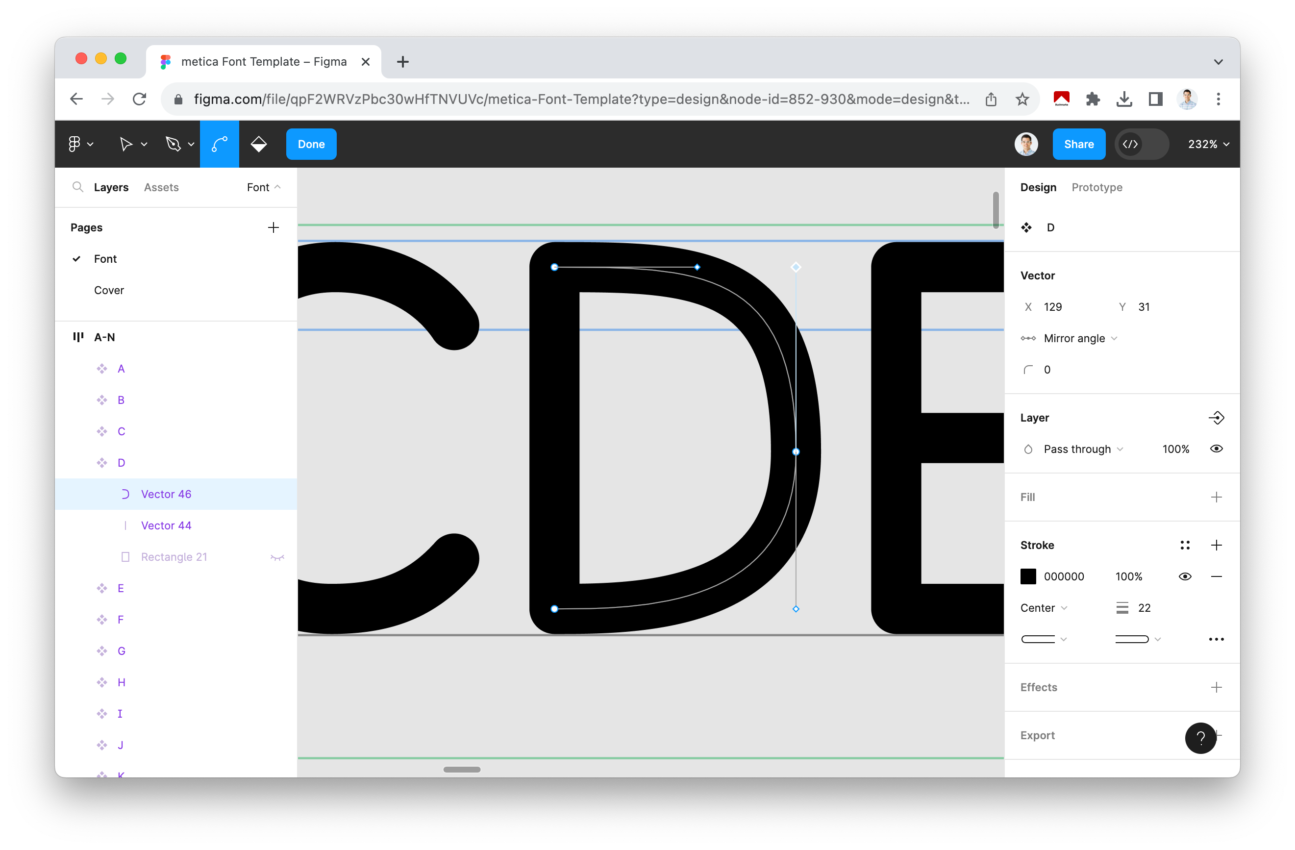 Editing the path for a specific glyph