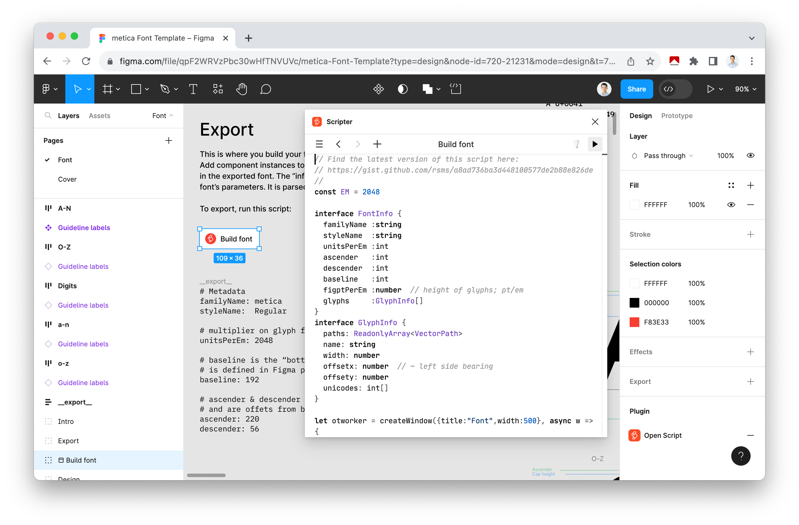 Open the script to build the font
