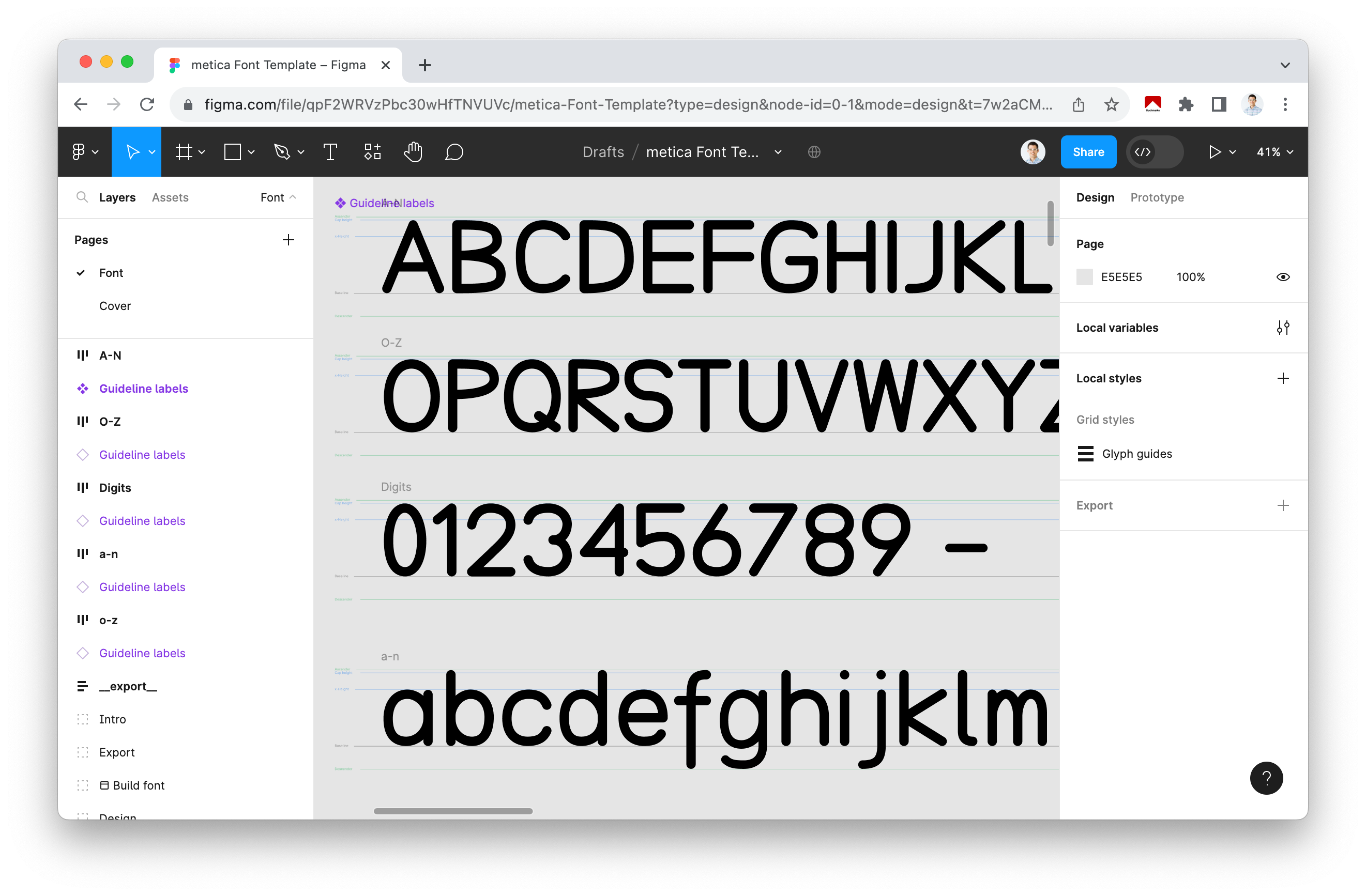 Overview of all glyphs