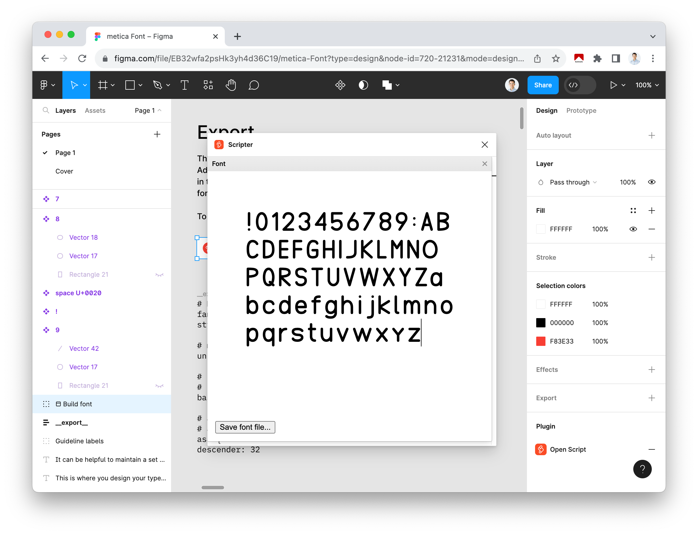 Built font with option to download